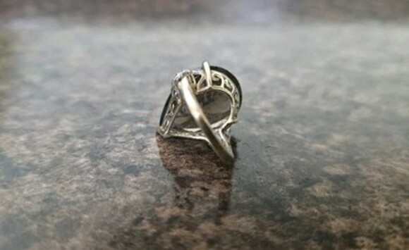 Large Smokey Quartz With Micro Diamond 10k Yellow Gold Cocktail Ring Vintage - Picture 9 of 11